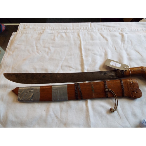 144 - A vintage Malaysian Perang in wooden scabbard