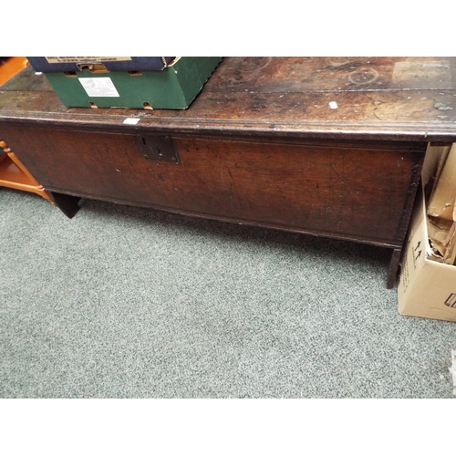 588 - An 18thC oak coffer with diamond punch decoration