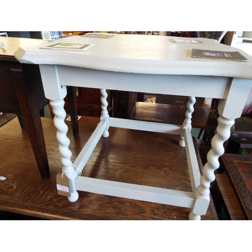 600 - An over painted barley twist side table