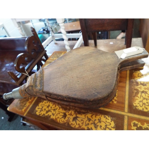 604 - A vintage pair of wood and leather bellows