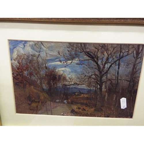 487 - A pair of oil paintings in gilt frames of rural views Cudworth 1917 and Newdigate