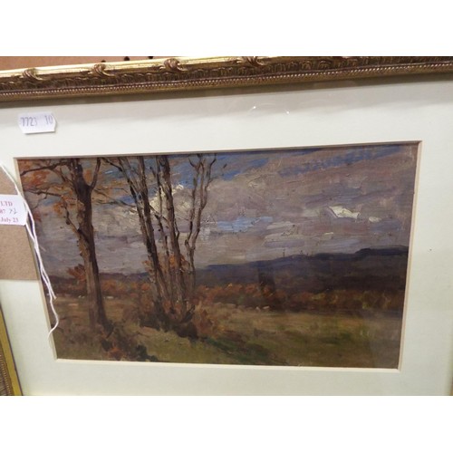 487 - A pair of oil paintings in gilt frames of rural views Cudworth 1917 and Newdigate