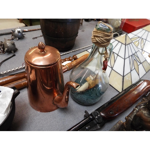 363 - A ship in a bottle together with a copper jug