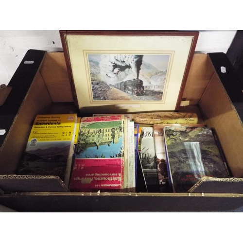 480 - A mixed selection of maps, books, signed soft ball bat etc