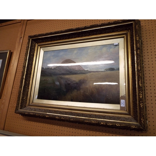 500 - A.C. Hutchinson oil on canvas Berwick Law set in ornate gilt frame signed lower left details verso