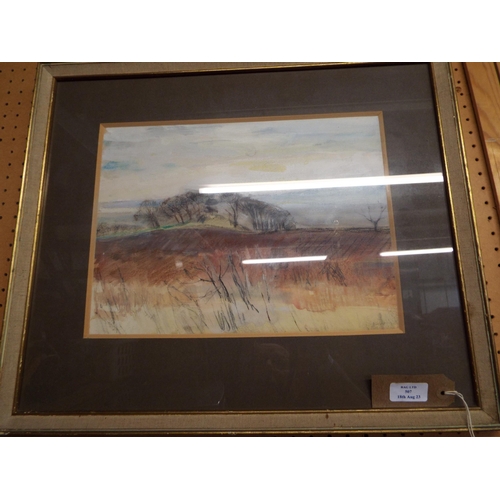 507 - A framed watercolour of a winters afternoon by Rosemary Wright