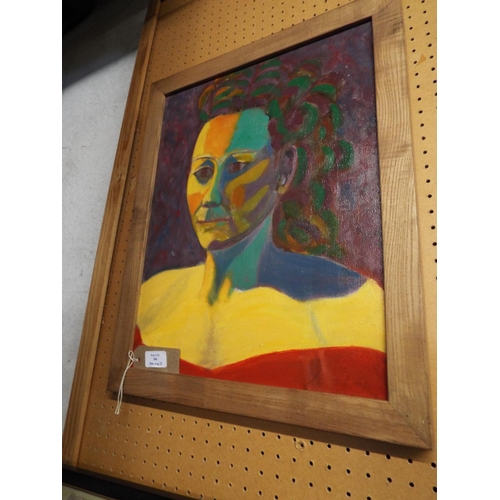 508 - A modern oil on canvas portrait of 'Elizabeth' details verso signed lower right