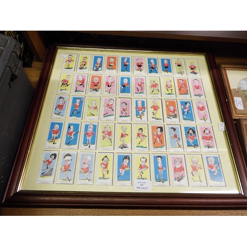 519 - A framed selection of great Welsh rugby players in caricature pose