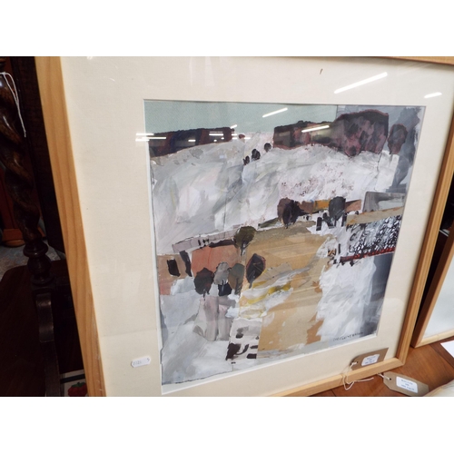 528 - A watercolour abstract by Swiss artist signed Kurt Siegenthaler