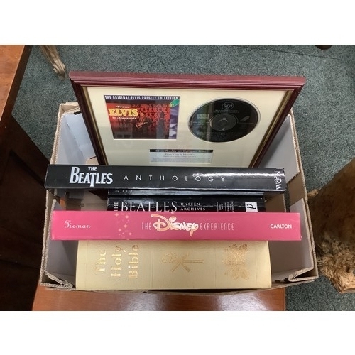 657 - A The Beatles Anthology and unseen archive, The Disney Experience, Holy Bible, Elvis disc etc