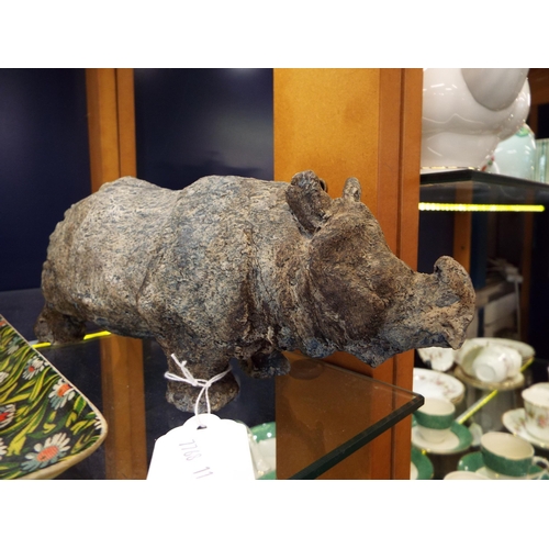 45 - A studio type pottery model of a rhinoceros