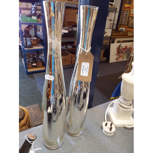 301 - A pair of mercury overlaid glass vases