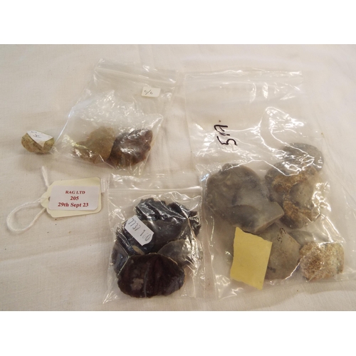 205 - A selection of Neolithic flints in bag