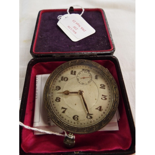 235 - A vintage car clock with Arabic numerals in presentation box