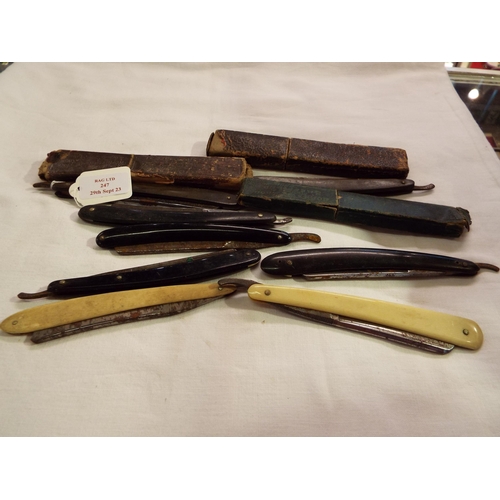 247 - A selection of cut throat razors