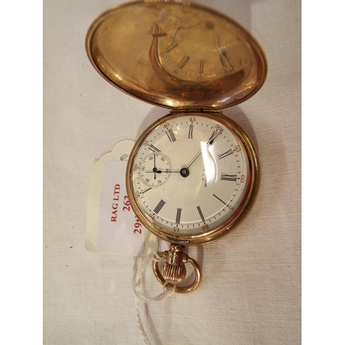 263 - A 9ct gold USA Waltham pocket watch with Roman numerals 92.7g