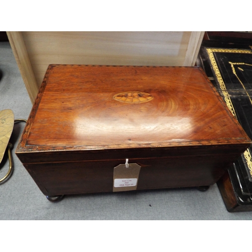 342 - A Georgian mahogany sewing box with a fitted tray