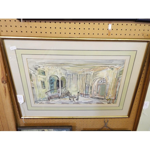 474 - A Cecil Beaton original watercolour 'Interior Scene' signed lower right and artists studio stamp