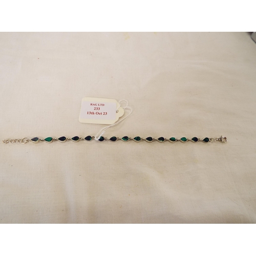 233 - A silver bracelet inset with blue and green agate