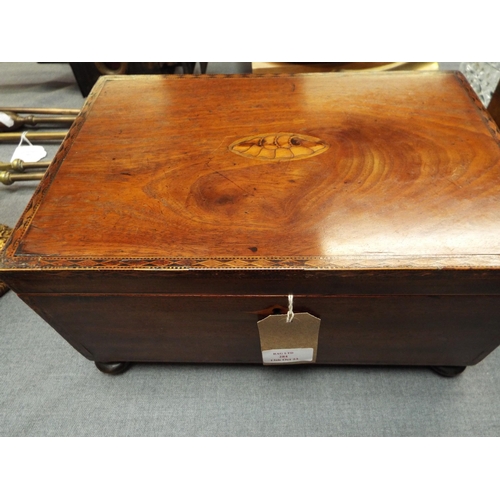 284 - A Georgian mahogany sewing box with a fitted tray