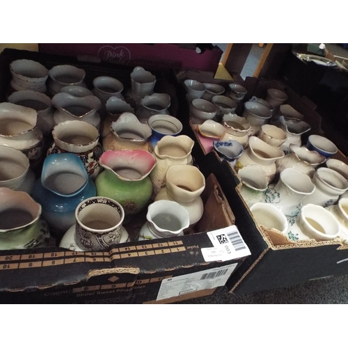 308 - Two boxes of assorted squat vases