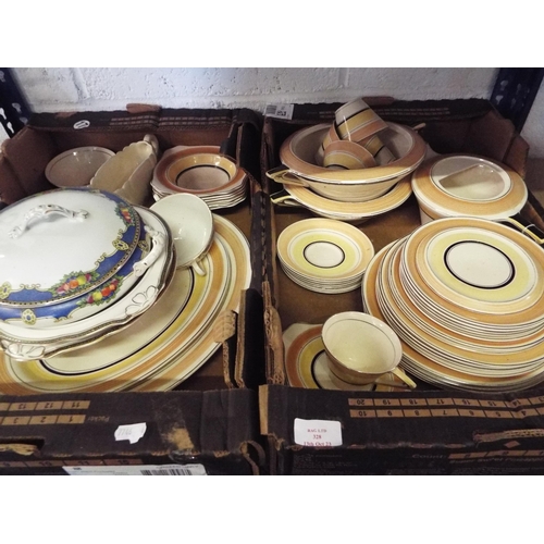 328 - A mixed selection of retro Solian dinner ware to include plates, bowls, cups and saucers etc in two ... 