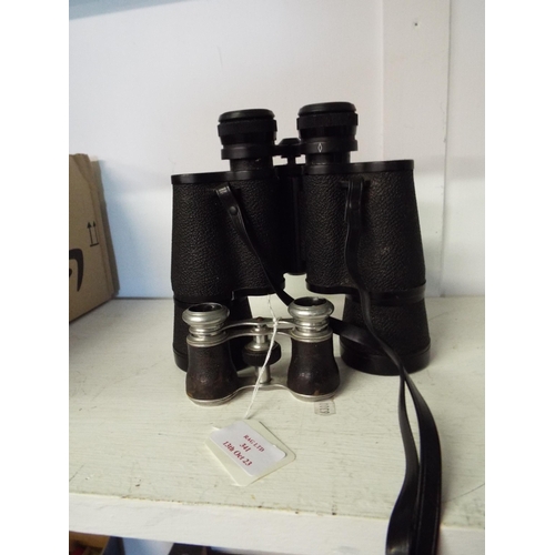 341 - A pair of Halina 16 x 50 field binoculars together with a pair of opera glasses