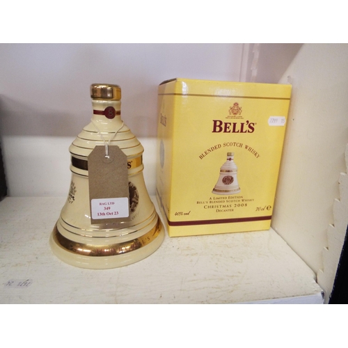 349 - A unopened boxed Bells Whisky decanter commemorating Christmas 2008