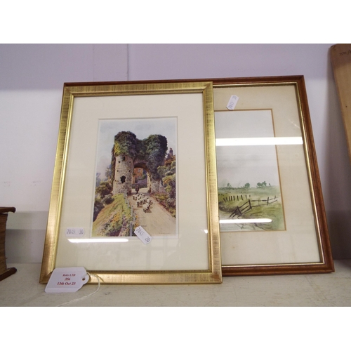 356 - A watercolour landscape scene by Patrick H Smith and a print of Winchelsea Strand Gate