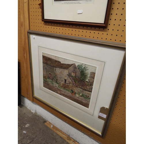 379 - A framed watercolour of a farmyard scene by W.E. Snow