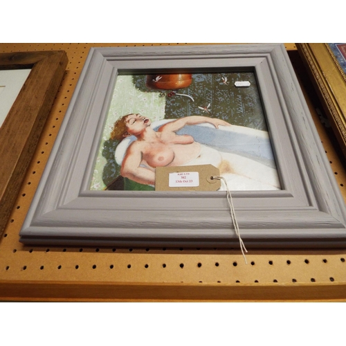 382 - Richard Adams varnished chalk pastel 'Female in Bath' framed and glazed