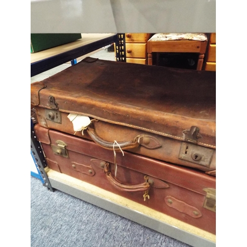 412 - Two vintage leather suitcases