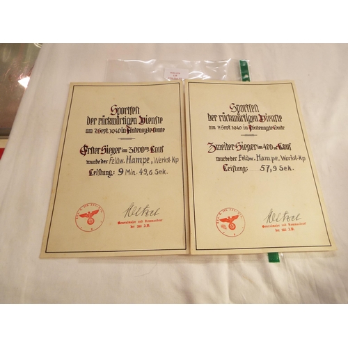 135 - Two WWII German Army Sports certificates