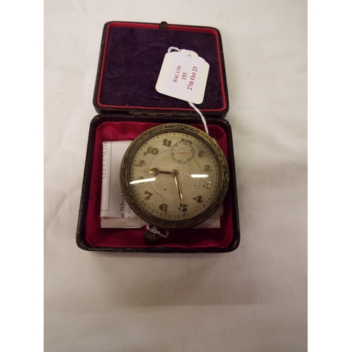 153 - A vintage car clock with Arabic numerals in presentation box