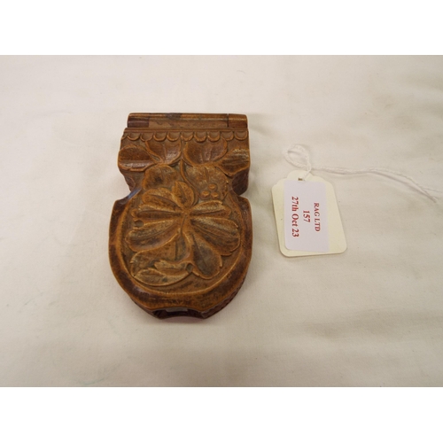 157 - A Black Forest carved wooden pocket watch case