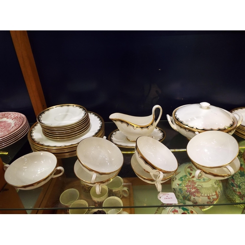 64 - A Royal Chelsea bone china 'Trianon' par dinner service to include tureen, dinner, side and tea plat... 