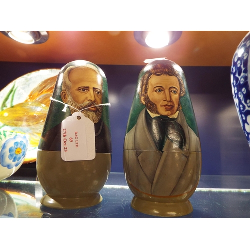 69 - Two sets of Russian Matryoshka wooden dolls