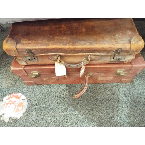 477 - Two vintage leather suitcases