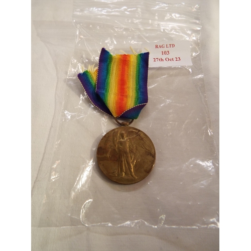 103 - A WWI Victory medal awarded to 36218 SJT. E. ATKINSON NORTH D. FUS