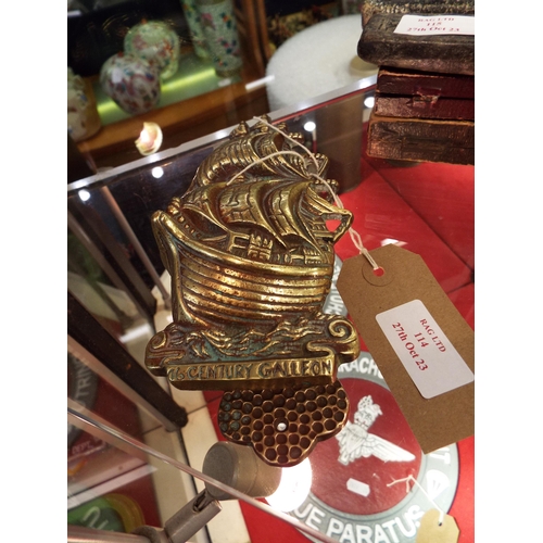 114 - A brass galleon door knocker