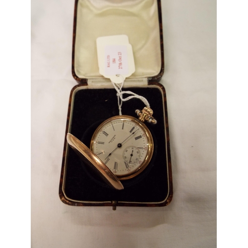 184 - A 9ct gold USA Waltham pocket watch with Roman numerals 92.7g