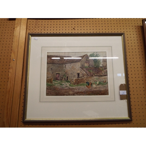 400 - A framed watercolour of a farmyard scene by W.E. Snow