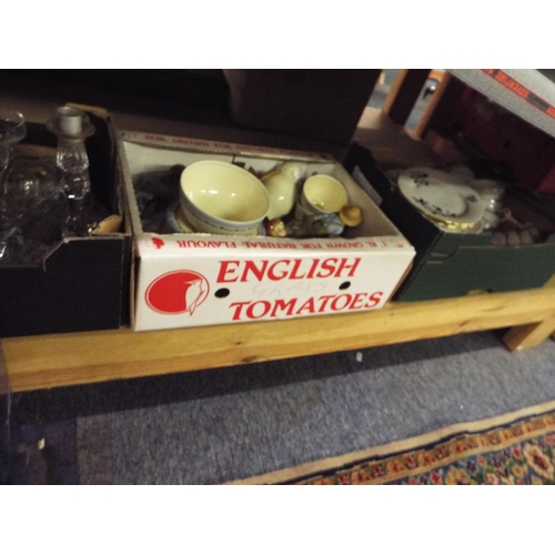 361 - A mixed selection of glass ware and assorted china tea-ware in three boxes
