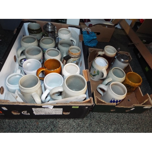 369 - A selection of beer steins and tankards in two boxes