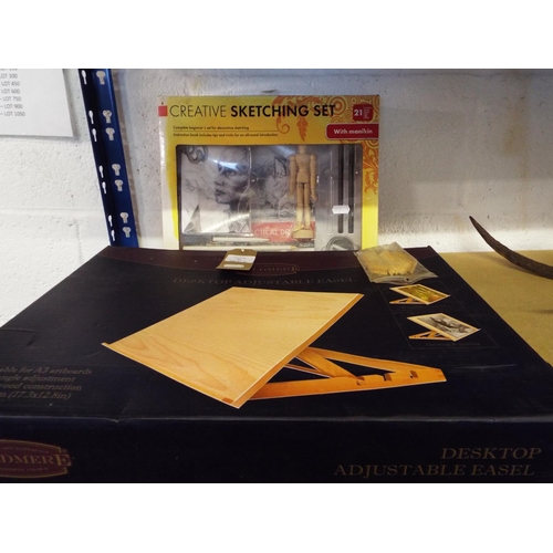 383 - A Creative sketching set boxed together with a boxed desktop adjustable Boldmere easel