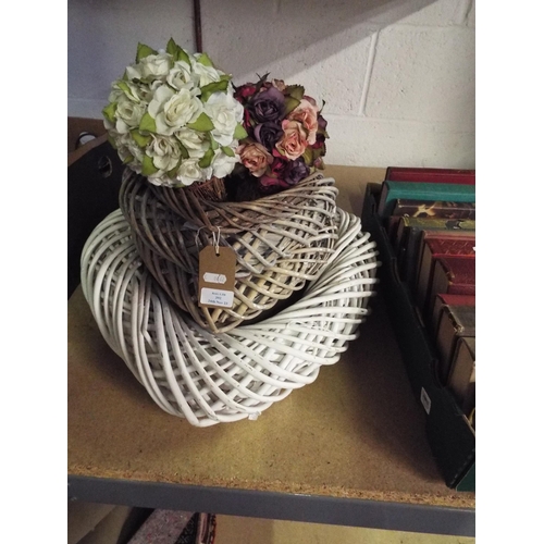 392 - Four heart shaped flower arranging twist together with two floral bouquets