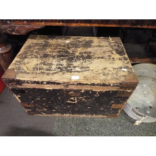 617 - A black painted pine chest