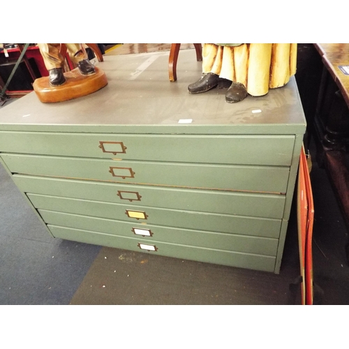 621 - A two section six drawer plan chest