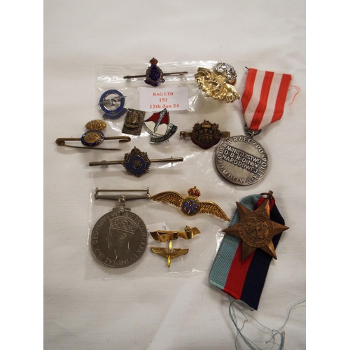 151 - A mixed selection of medal and badges