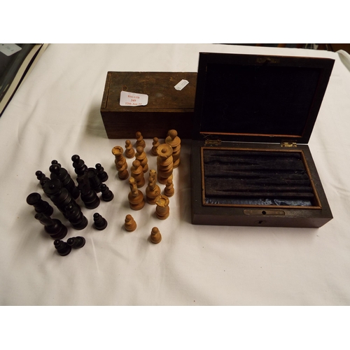 349 - A vintage boxed chess set together with a instrument box (no contents)